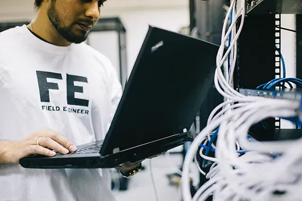 Engineer fixing hardware