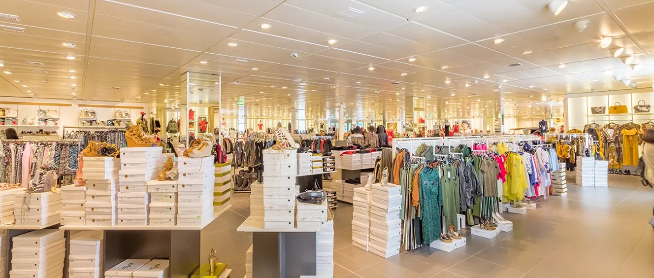 Landscape view of a retail shop floor
